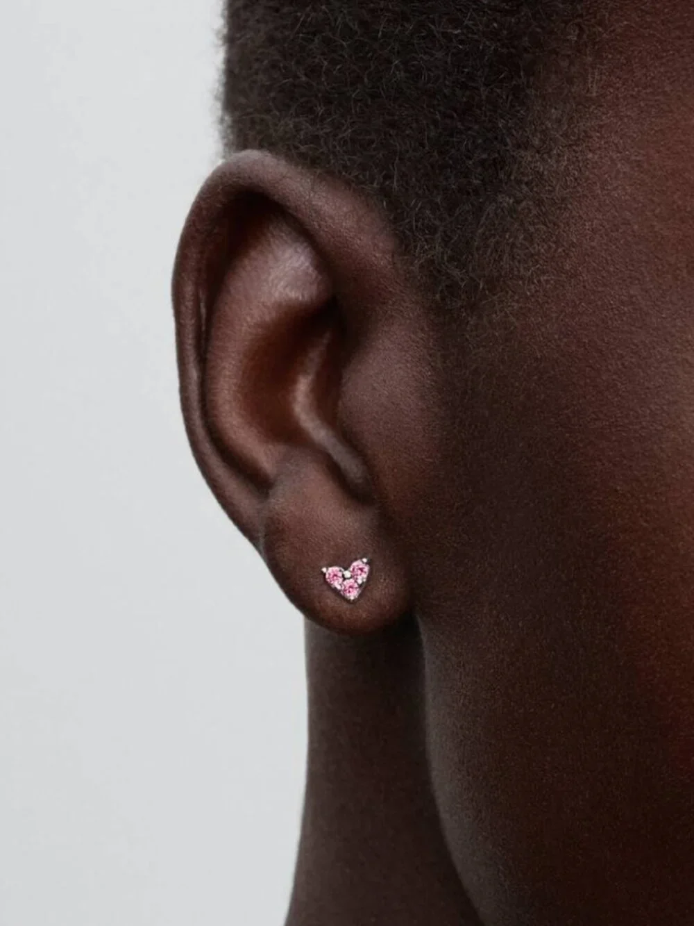Pandora Triple Stone Pink Heart Stud Earrings - Picture 2 of 4